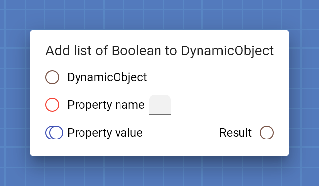 "Add list of Boolean to DynamicObject" card