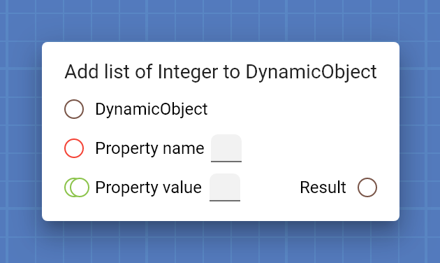 "Add list of Integer to DynamicObject" card