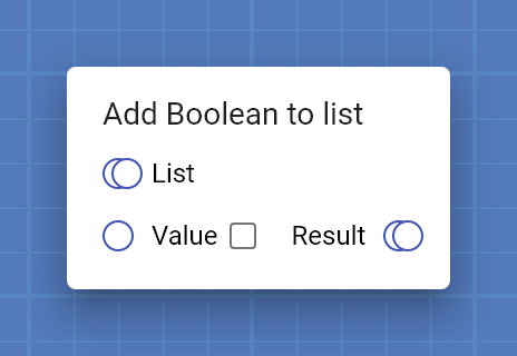 "Add Boolean to list" card