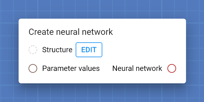 "Create neural network" card