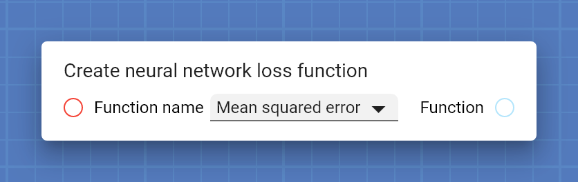 "Create neural network loss function" card