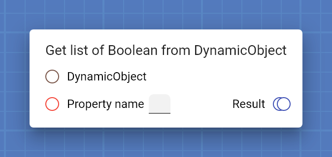 "Get list of Boolean from DynamicObject" card