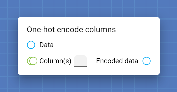 "One-hot encode columns" card