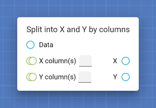 "Split into X and Y by columns" card