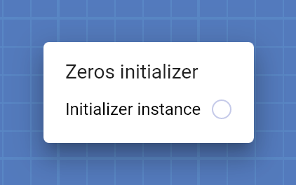 "Zeros initializer" card