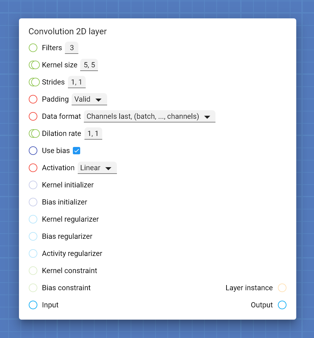 "Convolution 2D layer" card