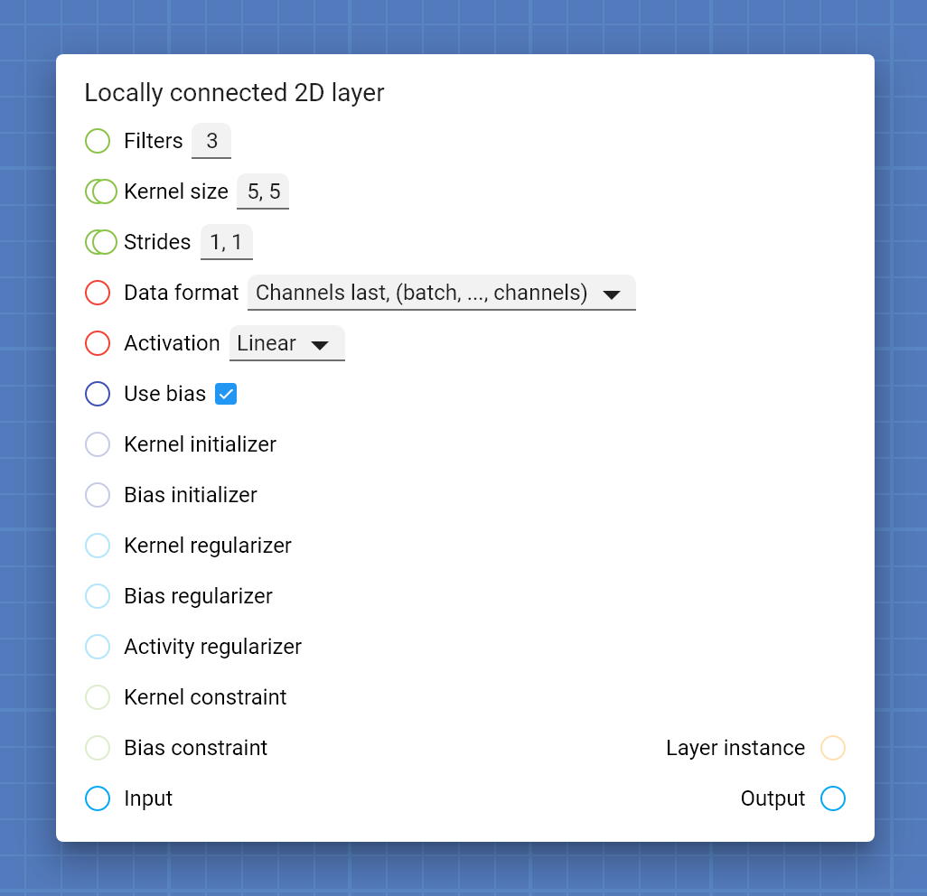 "Locally connected 2D layer" card