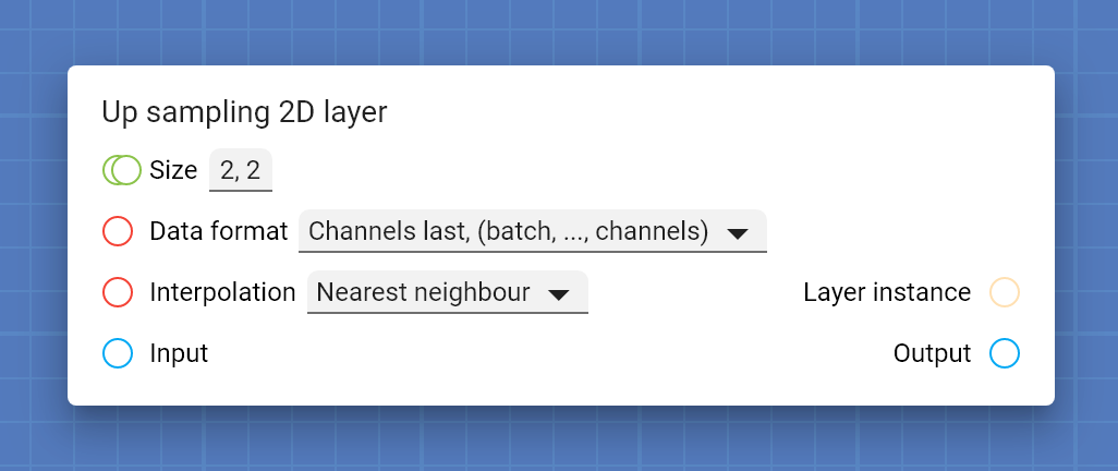 "Up sampling 2D layer" card