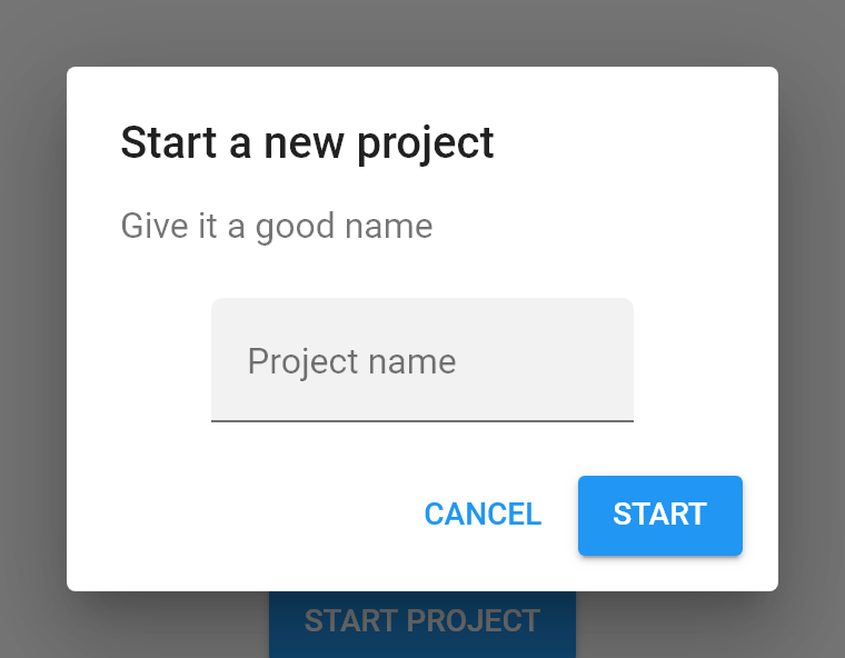 "Create new project" dialog