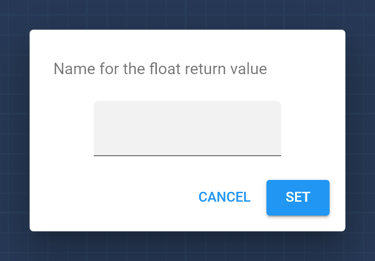 Dialog asking for the name of the return value