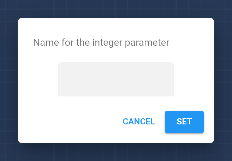 Dialog asking for the name of the parameter