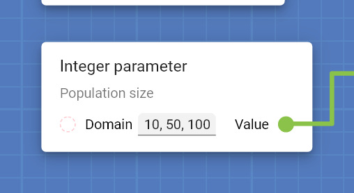 "Integer parameter" card configured