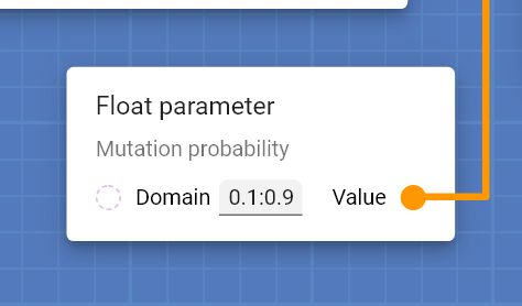 "Float parameter" card configured