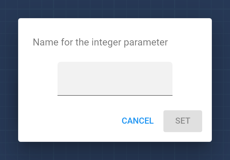 Dialog asking for the name of the parameter