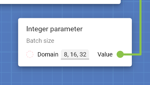 "Integer parameter" card configured