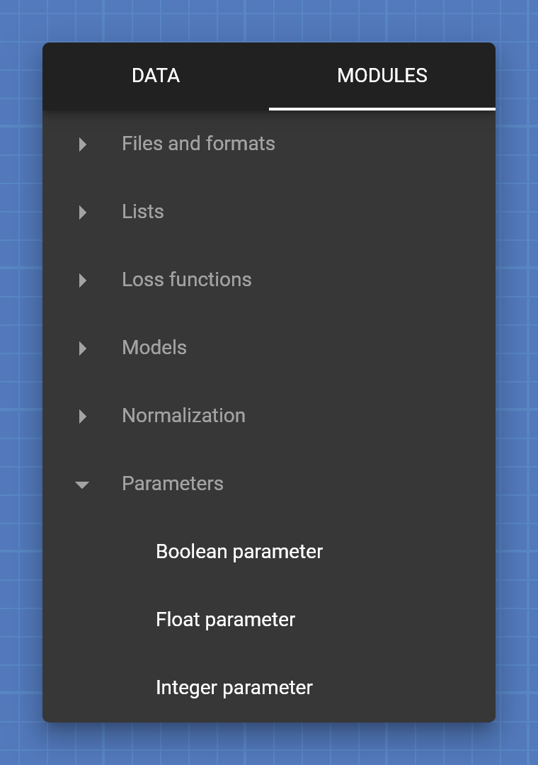 Modules menu -> Parameters -> Integer parameter